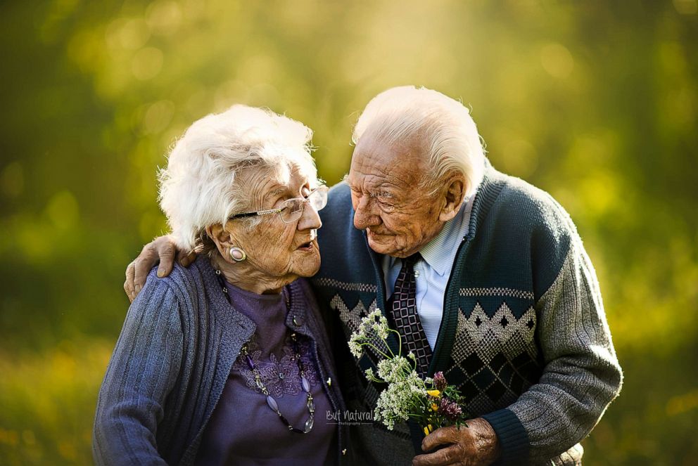 PHOTO: Longtime couples pose for photos in an engagement style shoot.