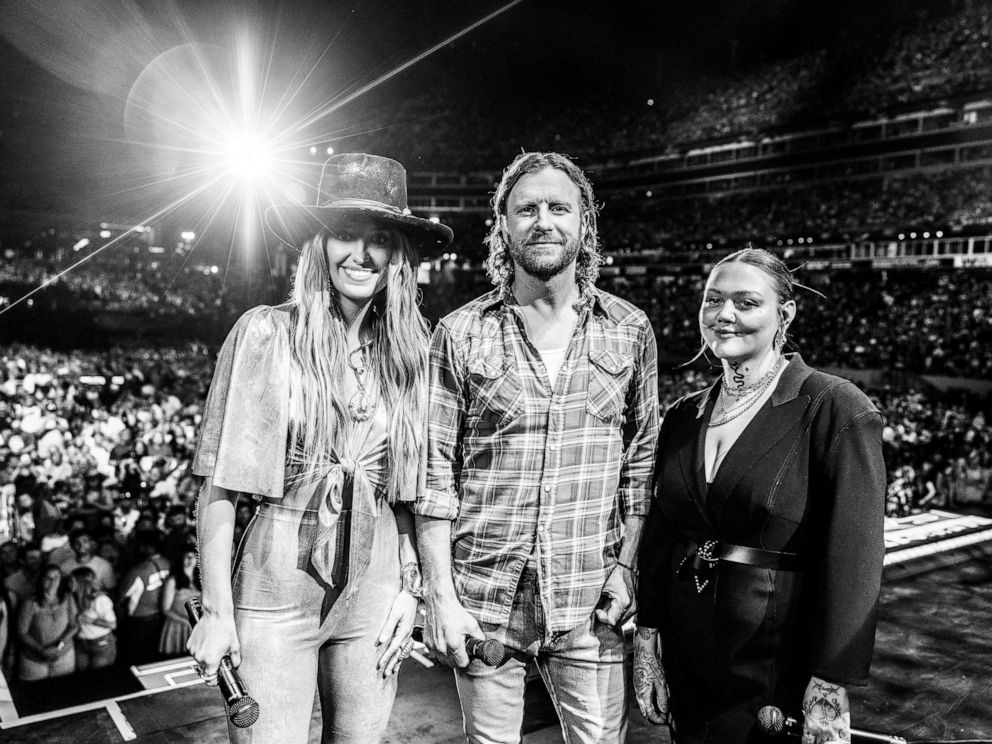 PHOTO: Lainey Wilson, Dierks Bentley and Elle King attend the 50th CMA Fest at Nissan Stadium on June 8, 2023, in Nashville, Tenn.