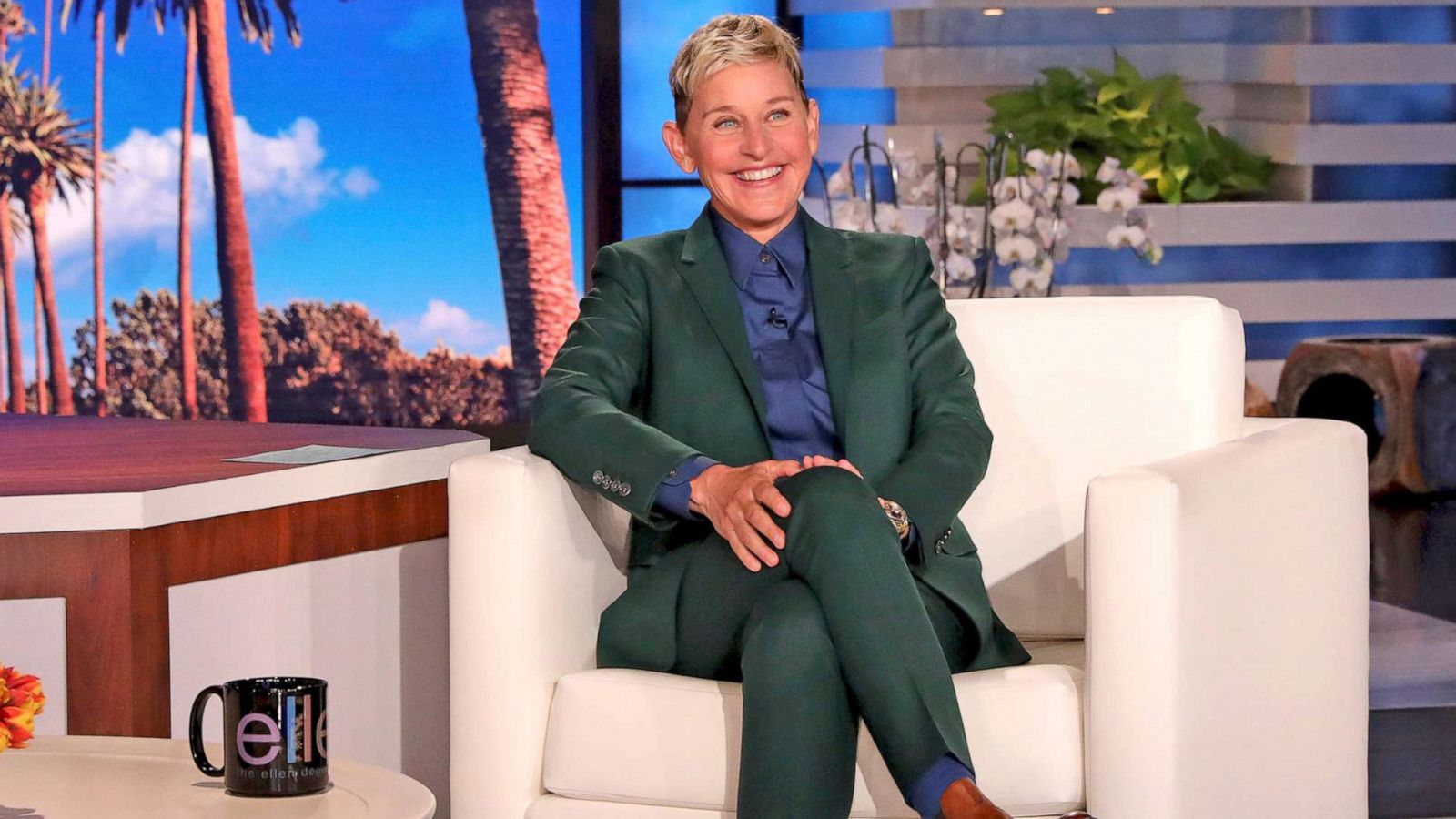 PHOTO: Ellen DeGeneres appears during a taping of "The Ellen DeGeneres Show" at the Warner Bros. lot in Burbank, Calif., May 12, 2021.