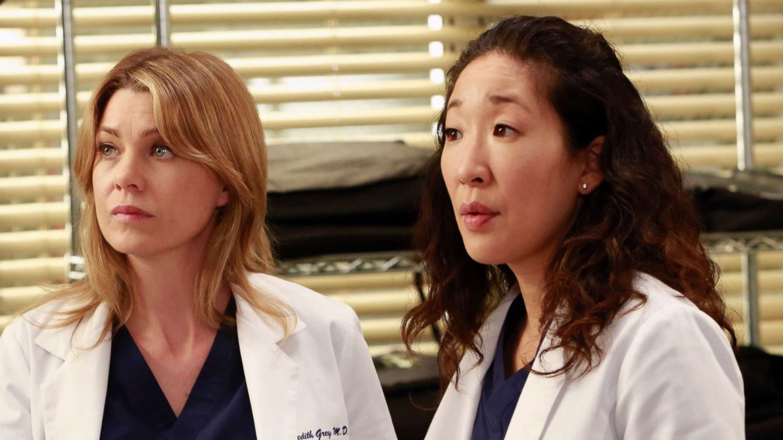 PHOTO: Ellen Pompeo and Sandra Oh in a scene from "Grey's Anatomy."