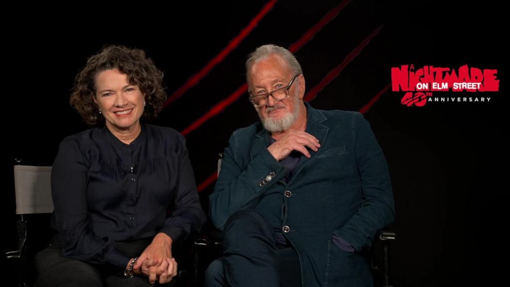 PHOTO: Heather Langenkamp and Robert Englund in an interview with "Good Morning America" for the 40th anniversary of "A Nightmare on Elm Street."