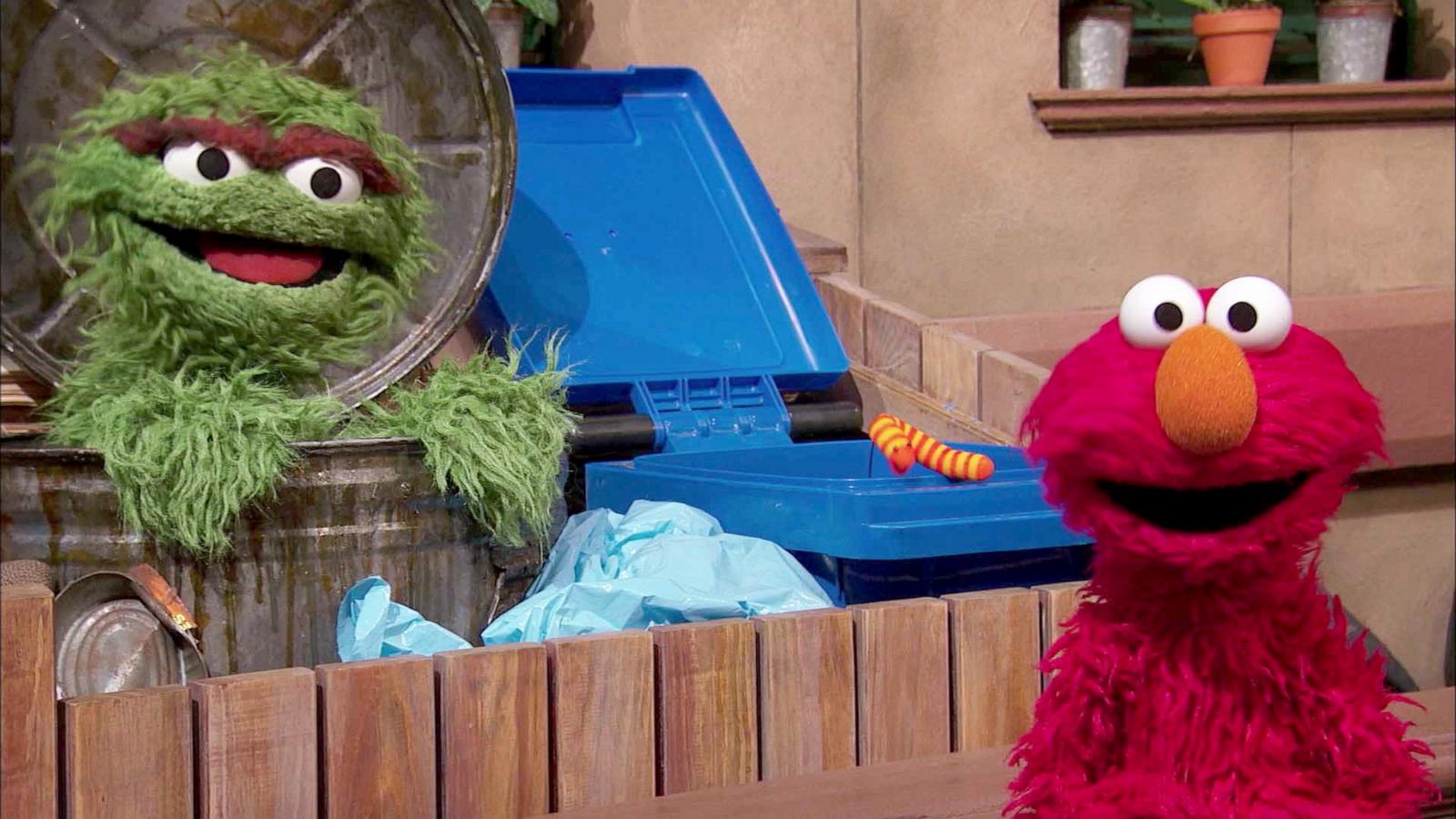 PHOTO: Oscar the Grouch and Elmo in a scene from "Sesame Street."