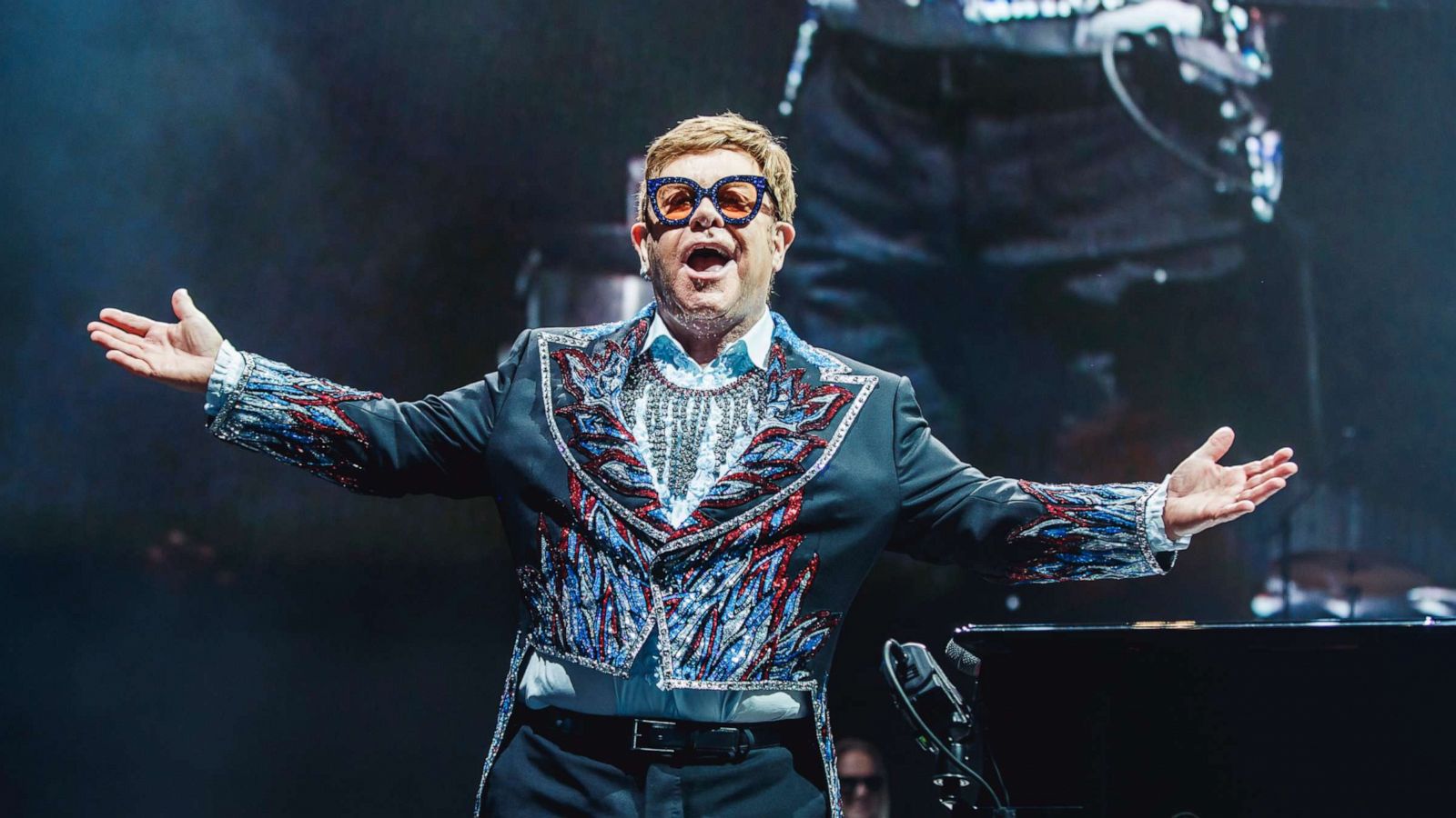 PHOTO: Elton John performs on stage at WiZink Center on June 26, 2019, in Madrid, Spain.