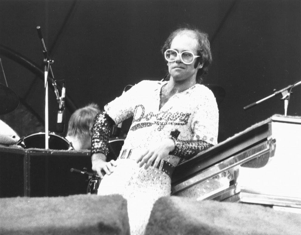 PHOTO: Elton John performs at Dodger Stadium in 1975.