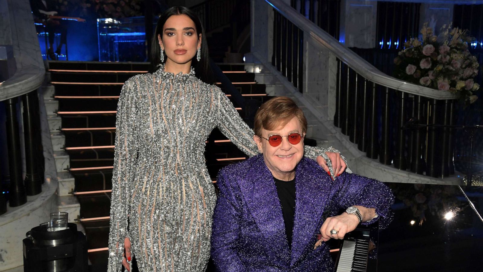 PHOTO: In this image released on April 25, Dua Lipa and Sir Elton John attend the 29th Annual Elton John AIDS Foundation Academy Awards Viewing Party on April 25, 2021.