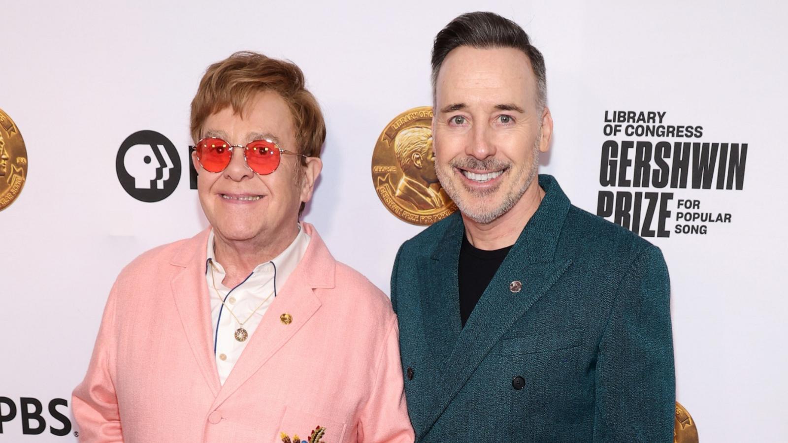 PHOTO: Elton John and David Furnish attend the Library Of Congress 2024 Gershwin Prize For Popular Song at DAR Constitution Hall, March 20, 2024, in Washington.