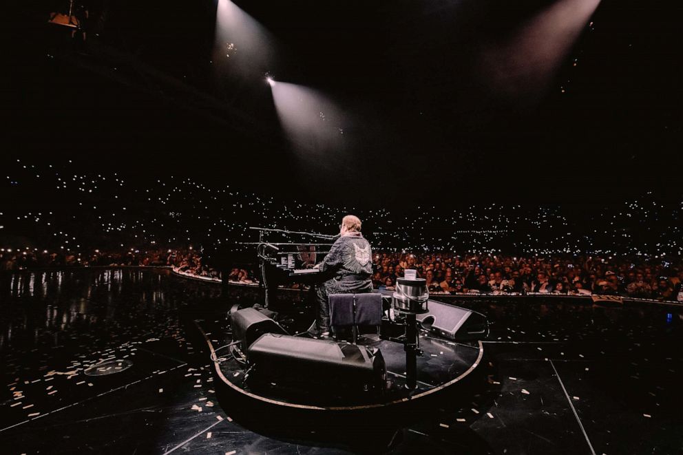 PHOTO: Elton John performs at the final leg of his 'Farewell Yellow Brick Road' tour in Stockholm, Saturday, July 8, 2023.