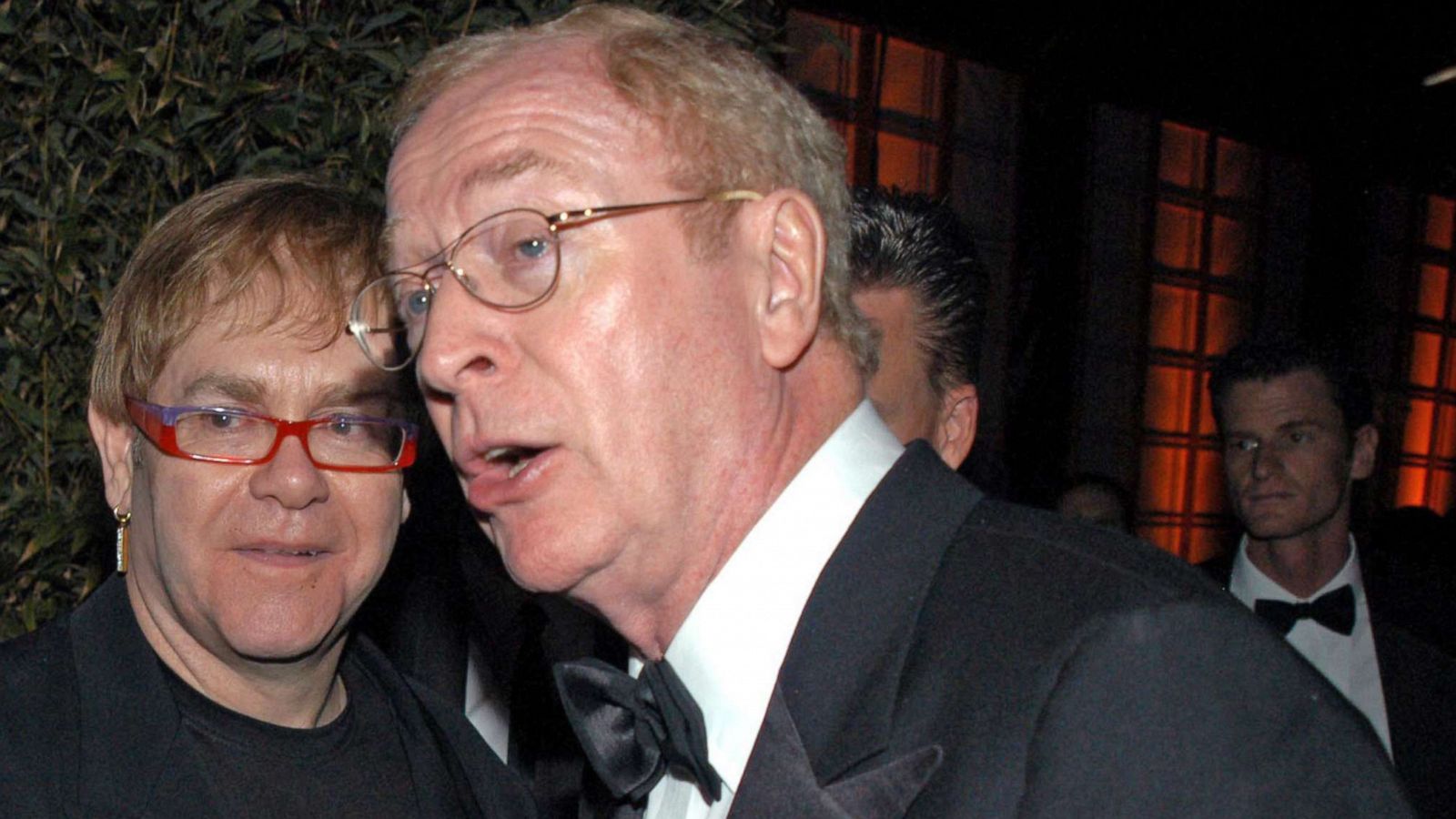 PHOTO: Elton John and Michael Caine appear together at the Miramax Golden Globes Party sponsored by Glamour Magazine and Coors, on Jan. 19, 2003