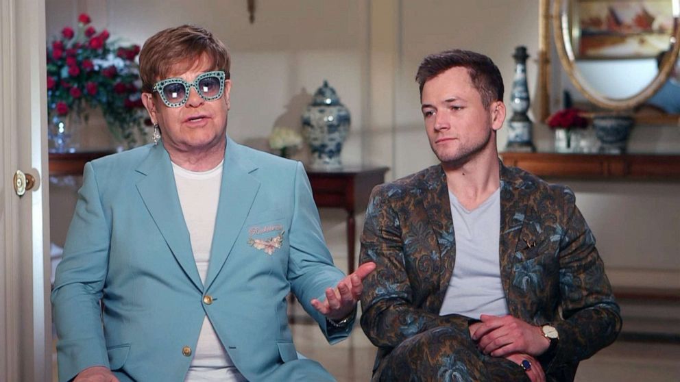 PHOTO: Elton John and Taron Egerton appeared live from Cannes on "Good Morning America" May 16, 2019.