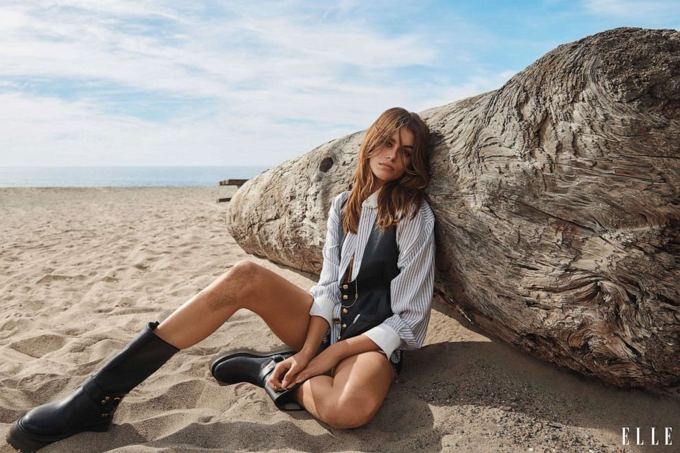 PHOTO: As the star of Elle's February 2023 issue, Kaia Gerber opens up about her modeling career, advice from her mother Cindy Crawford and nepotism.