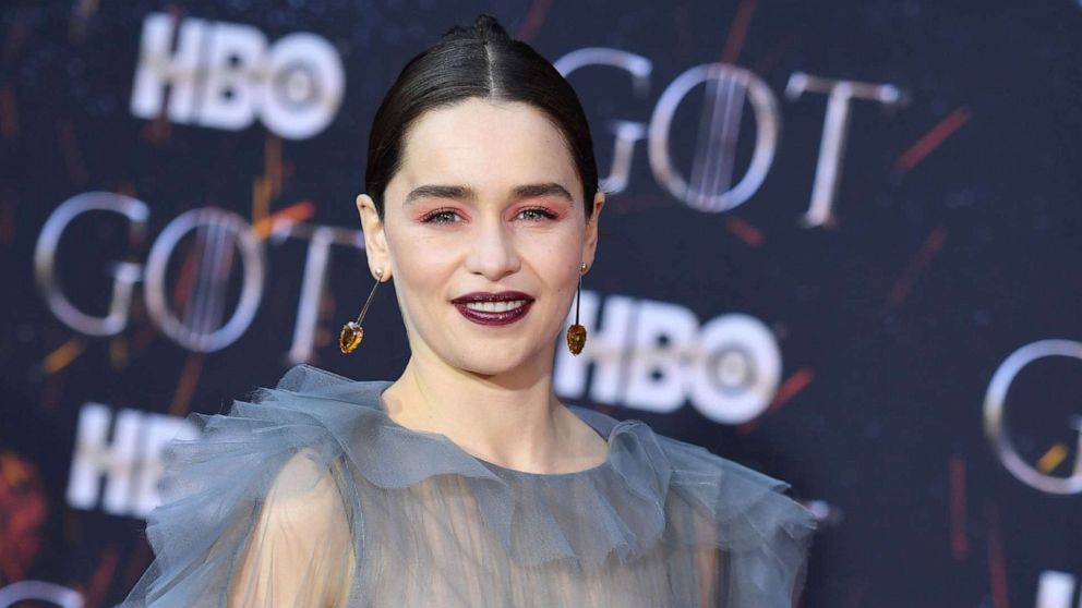 PHOTO: British actress Emilia Clarke arrives for the "Game of Thrones" eighth and final season premiere at Radio City Music Hall in New York, April 3, 2019.