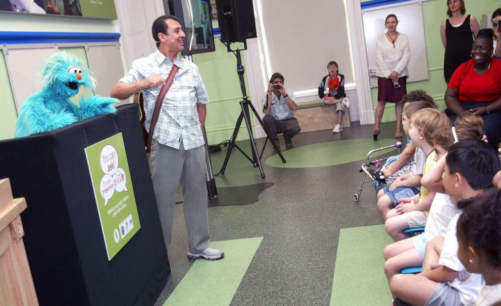 PHOTO: Students of P.S. 234 in Manhattan laugh while Luis and Muppet Rosita tell them about the "You Can Ask!" Sesame Street program, on June 25, 2003 in New York City. "You Can Ask!" is a program that aims to help with stress in children ages 3 to 8.