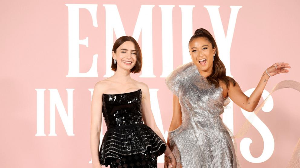 PHOTO: Lily Collins and Ashley Park attend the Premiere of Netflix's "Emily In Paris" Season 4 Part 1 at The Egyptian Theatre Hollywood, Aug. 14, 2024, in Los Angeles.