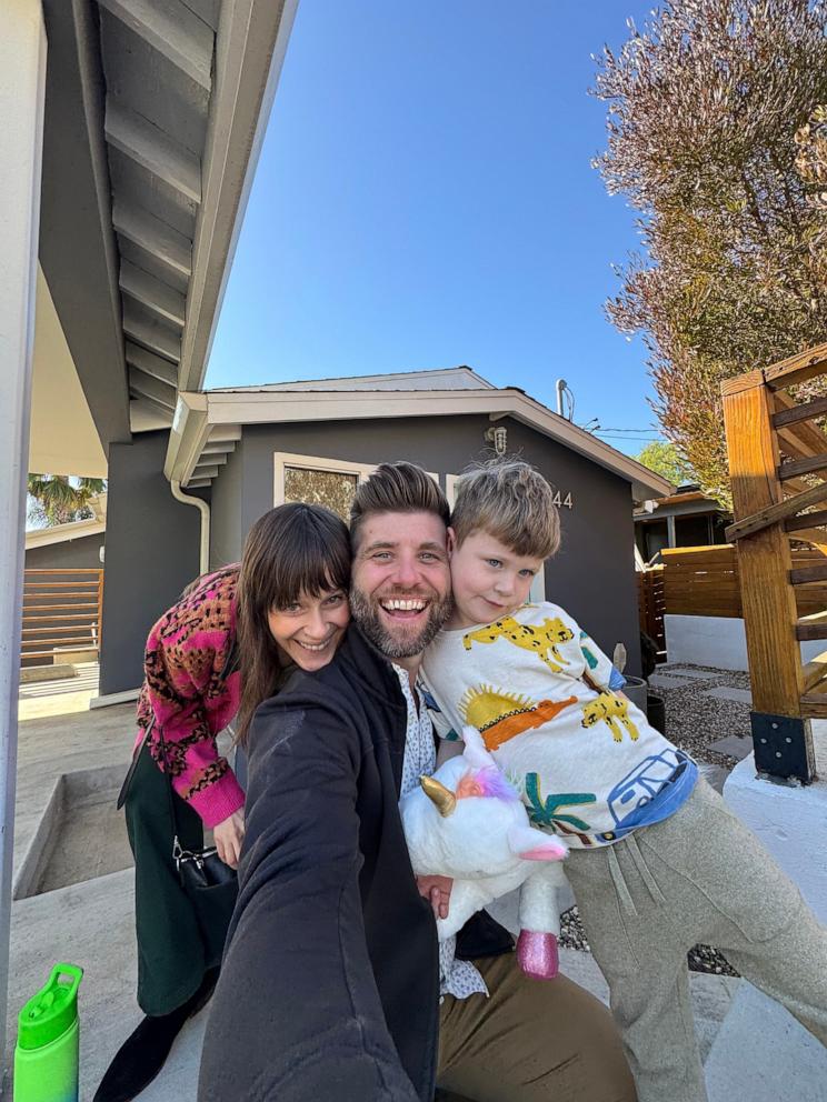 PHOTO: Emily Balliet said her 4-year-old son Yves was overcome with joy after he received a new stuffed unicorn from the LA Lost Stuffy Project, who donated the toy to him after the family's Altadena home burned down.