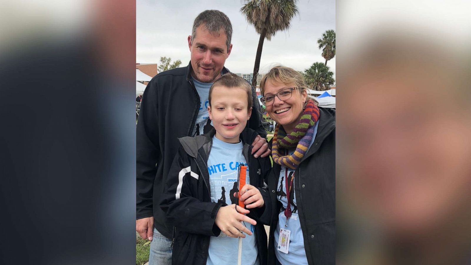 PHOTO: Emily Coleman with her husband James and son Edward at the TSBVI White Cane Day in 2018.