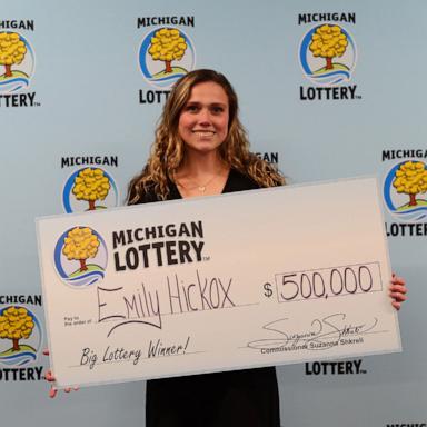 PHOTO: Emily Hickox of Indiana won $500,000 after playing a Michigan Lottery instant game ticket.