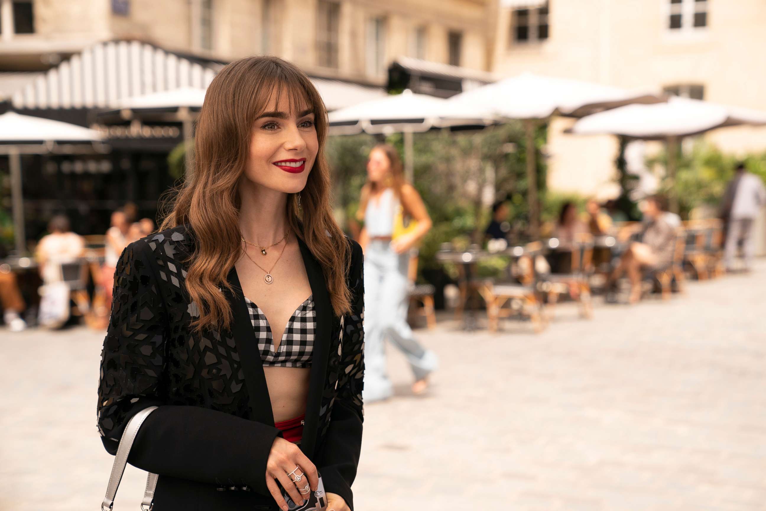 A look at some of Lily Collins' dramatic outfits from 'Emily in Paris