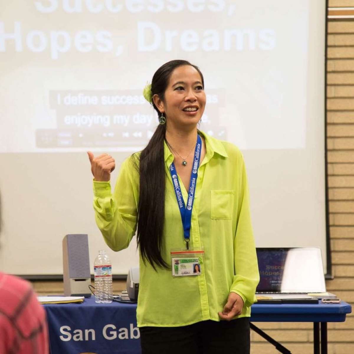 PHOTO: Emily Wu Truong, speaks at a National Alliance on Mental Illness presentation at Temple City Library in Temple City, Calif.