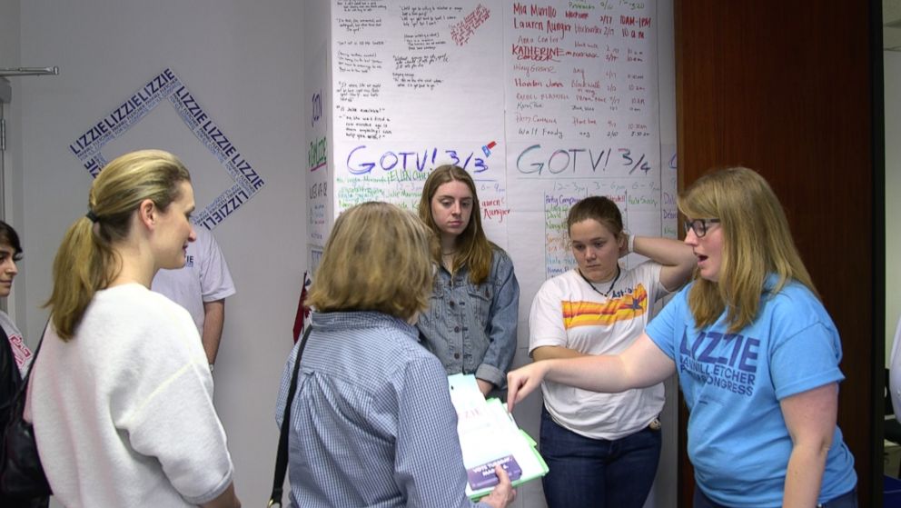 PHOTO: Staff for Democratic candidate Lizzie Pannill Fletcher have a meeting ahead of canvassing.