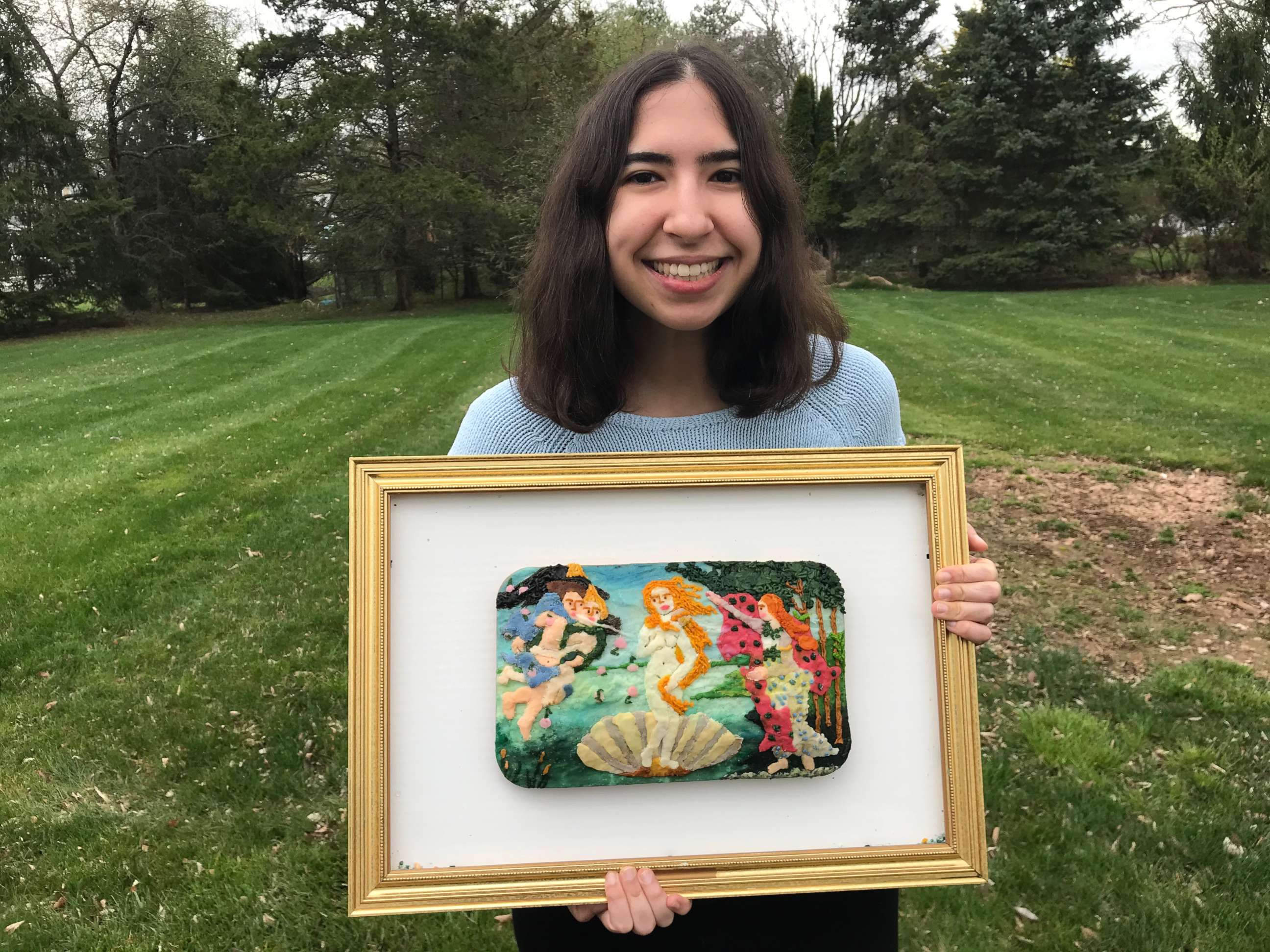 PHOTO: Emily Zauzmer with her baked and iced recreation of The Birth of Venus.
