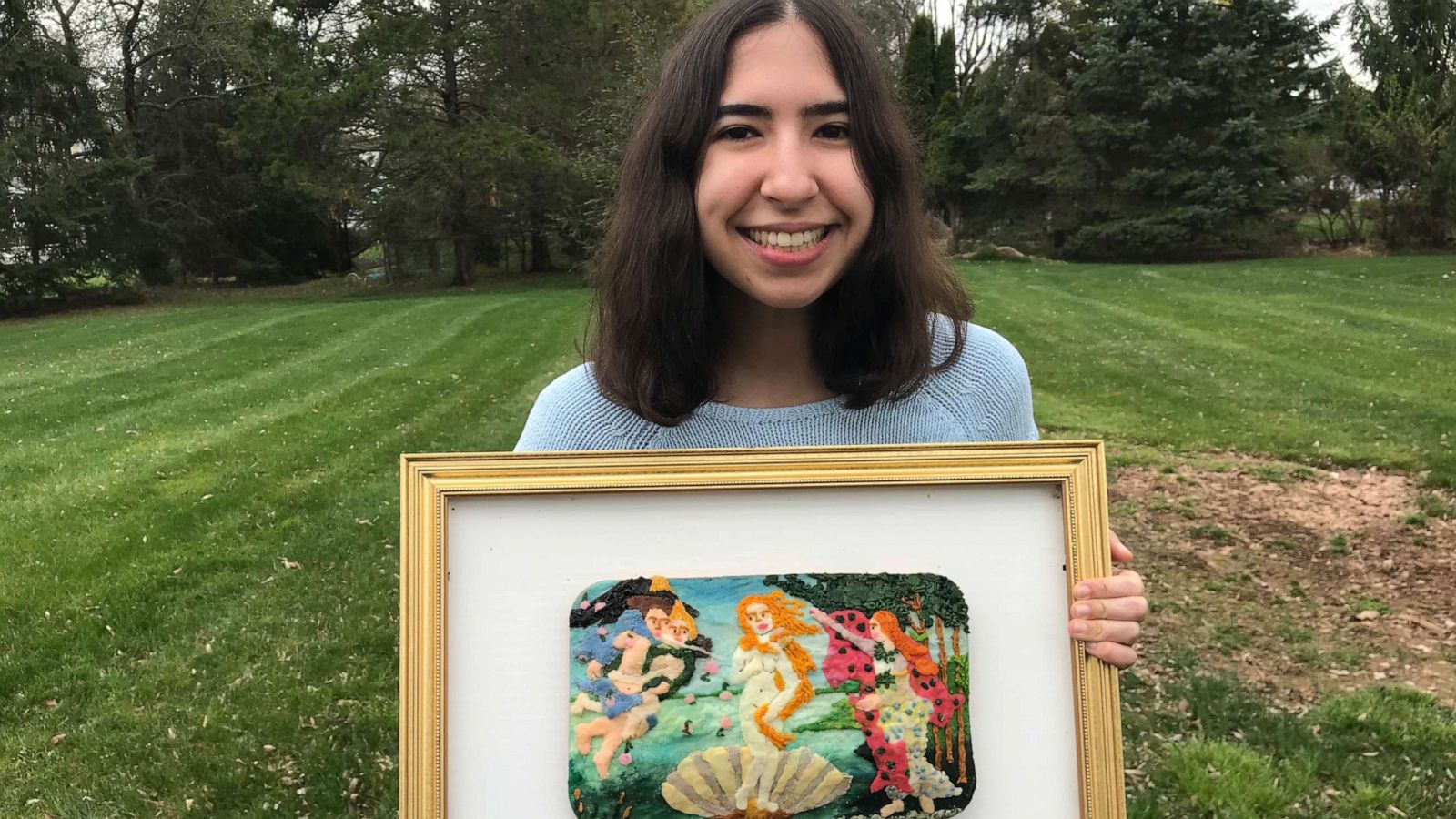 PHOTO: Emily Zauzmer recreated The Birth of Venus painting by Sandro Botticelli as a cake.