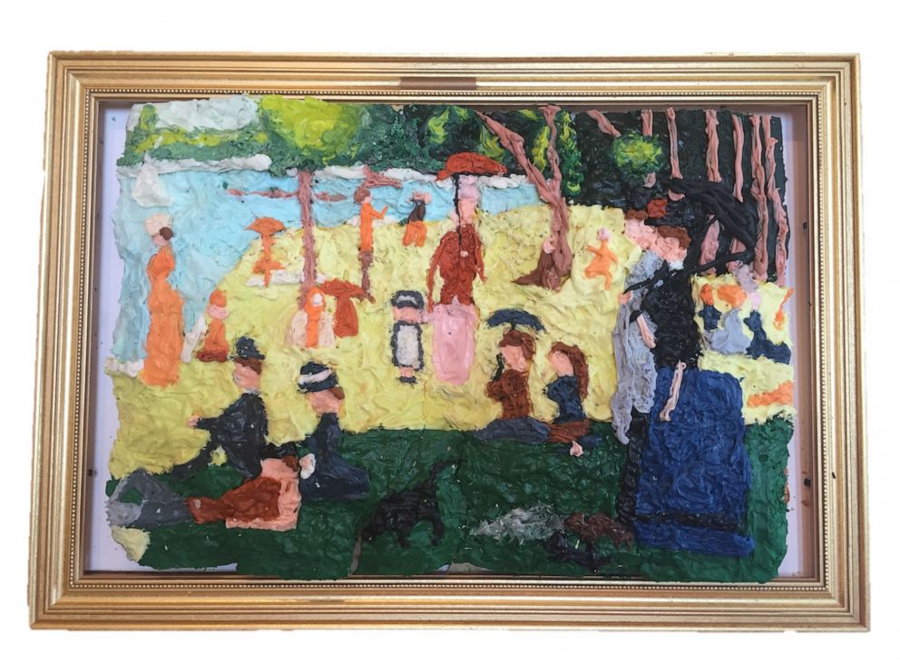 PHOTO: A cake frosted to resemble "A Sunday Afternoon on the Island of La Grande Jatte"  by Georges Seurat.