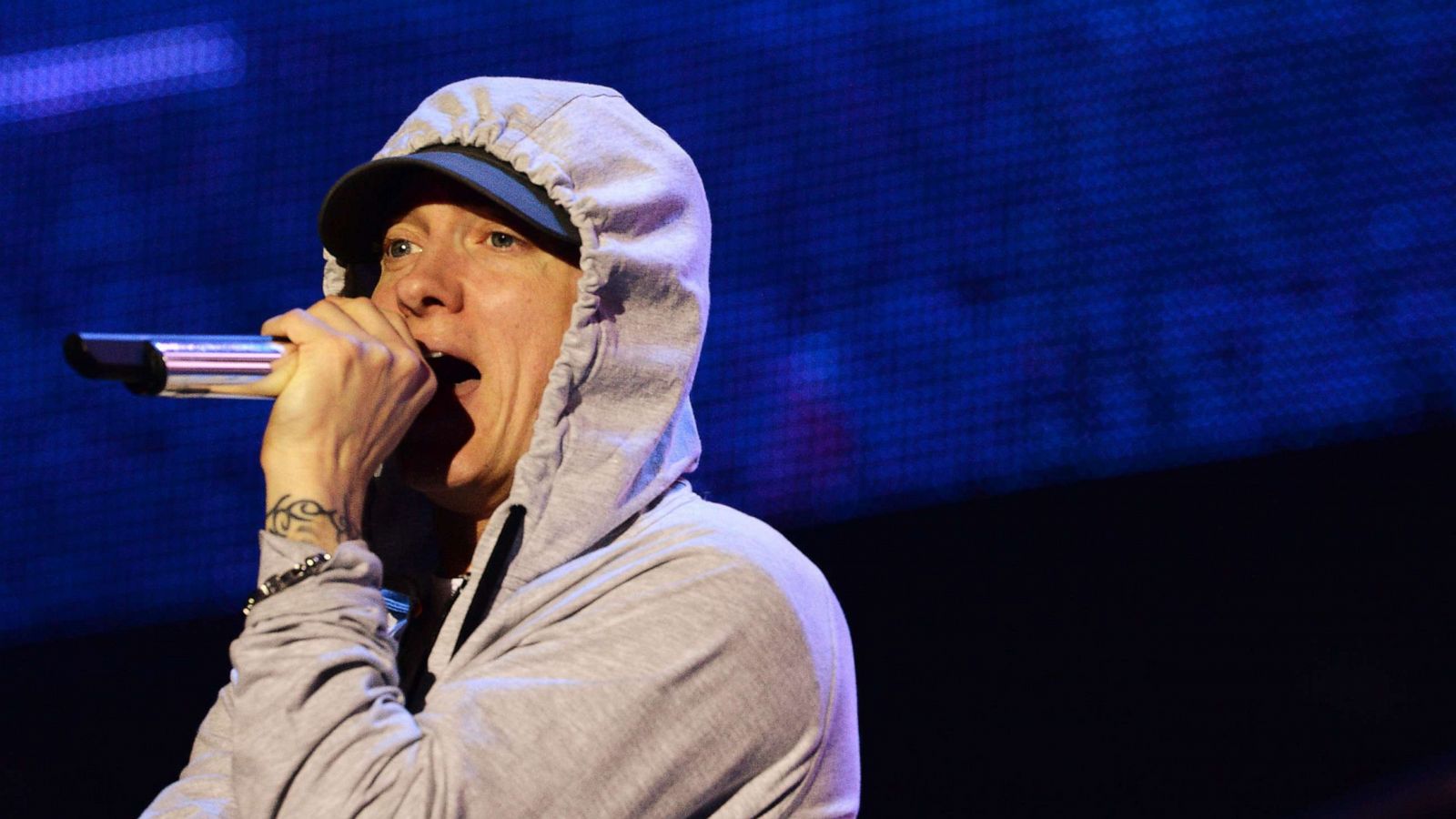 PHOTO: Rapper Eminem performs during a concert at the Stade de France in Saints-Denis, near Paris, Aug. 22, 2013.