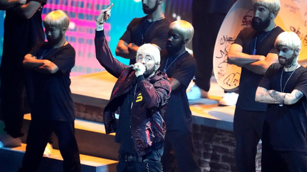 PHOTO: Eminem performs "Houdini" during the MTV Video Music Awards Sept. 11, 2024, at UBS Arena in Elmont, N.Y. 