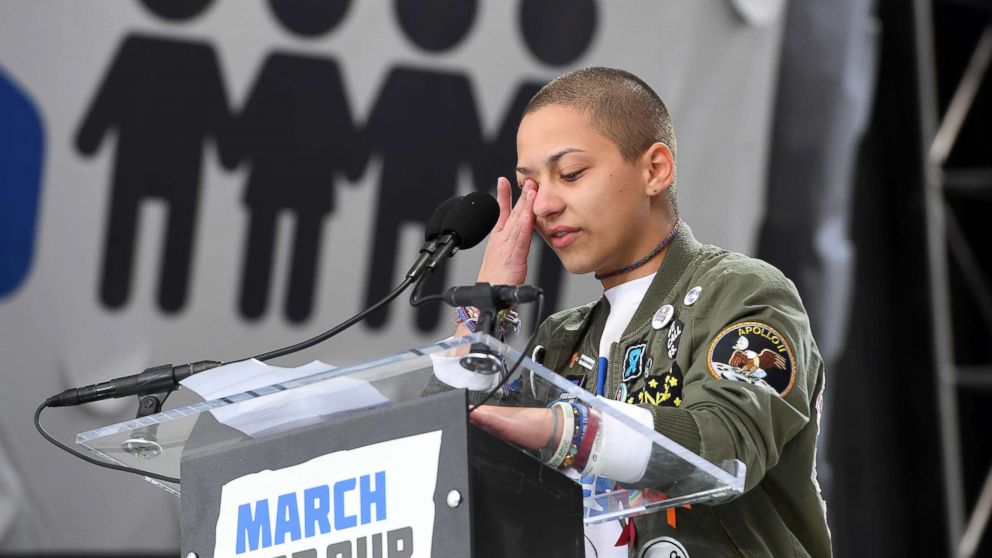 PHOTO: Marjory Stoneman Douglas High School student, Emma Gonzalez, speaks during March for Our Lives, March 24, 2018, in Washington, DC.