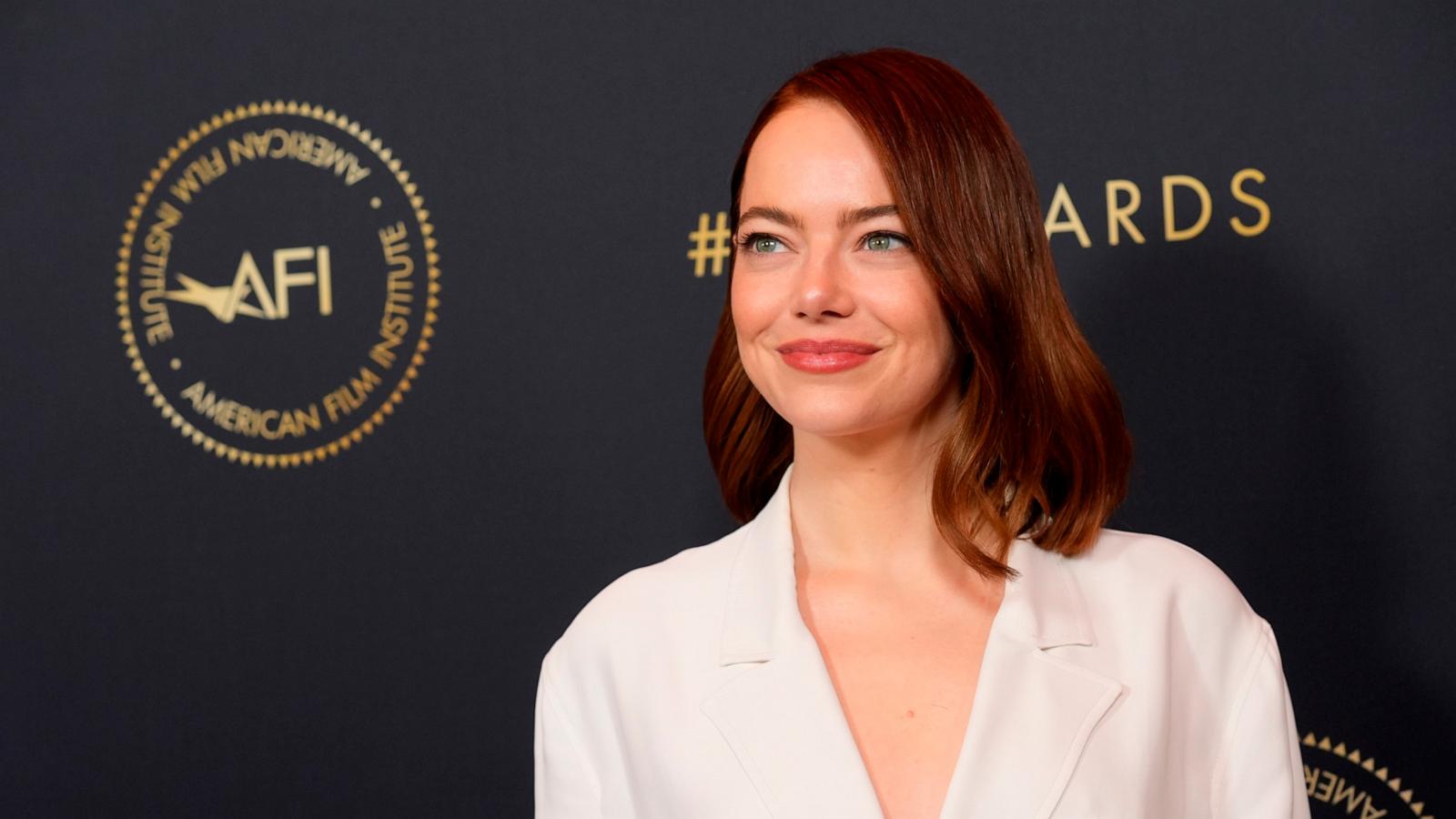 PHOTO: Emma Stone arrives at the AFI Awards, Jan. 12, 2024, at the Four Seasons Beverly Hills in Beverly Hills, Calif.