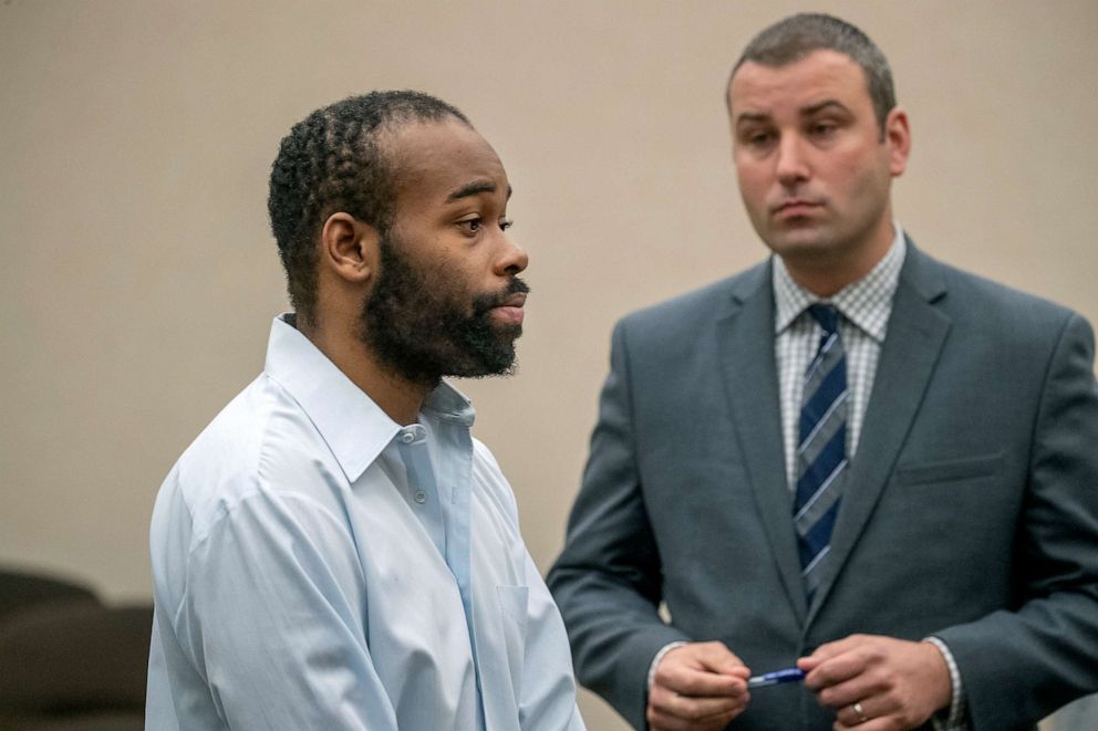 PHOTO: Emmanuel Aranda, the man who threw a 5-year-old boy over a Mall of America balcony, and his lawyer Paul Sellers, right, listened to Judge Jeannice Reding hand out a sentence at the Hennepin County Government Center, May 3, 2019 in Minneapolis, MN.