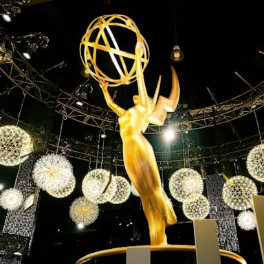 PHOTO: A view of the Emmy statue is seen during the 77th Primetime Emmys Press Preview at Peacock Theater on September 11, 2025 in Los Angeles, California.