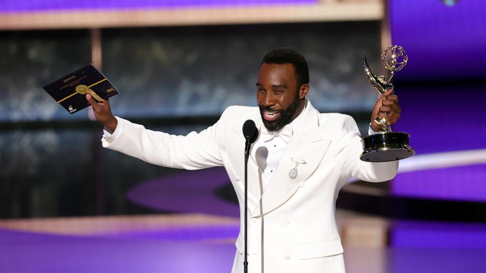 PHOTO: Tramell Tillman accepts the Outstanding Supporting Actor in a Drama Series award for "Severance" onstage during the 77th Primetime Emmy Awards, September 14, 2025 in Los Angeles.