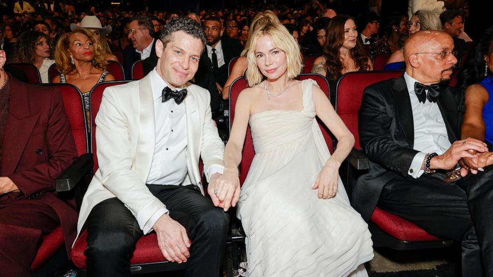 PHOTO: Thomas Kail and Michelle Williams attend the 77th Primetime Emmy Awards, September 14, 2025 in Los Angeles.