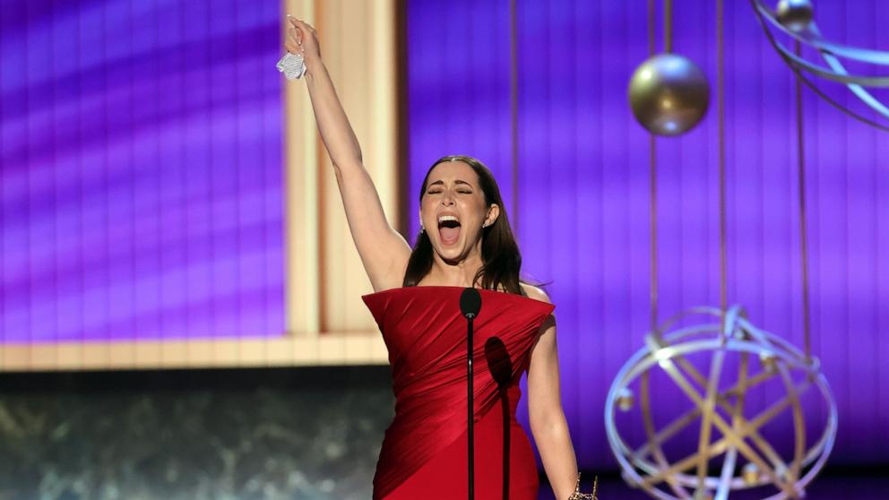 PHOTO: Cristin Milioti accepts the Outstanding Lead Actress in a Limited or Anthology Series or Movie award for "The Penguin" onstage during the 77th Primetime Emmy Awards, September 14, 2025 in Los Angeles.