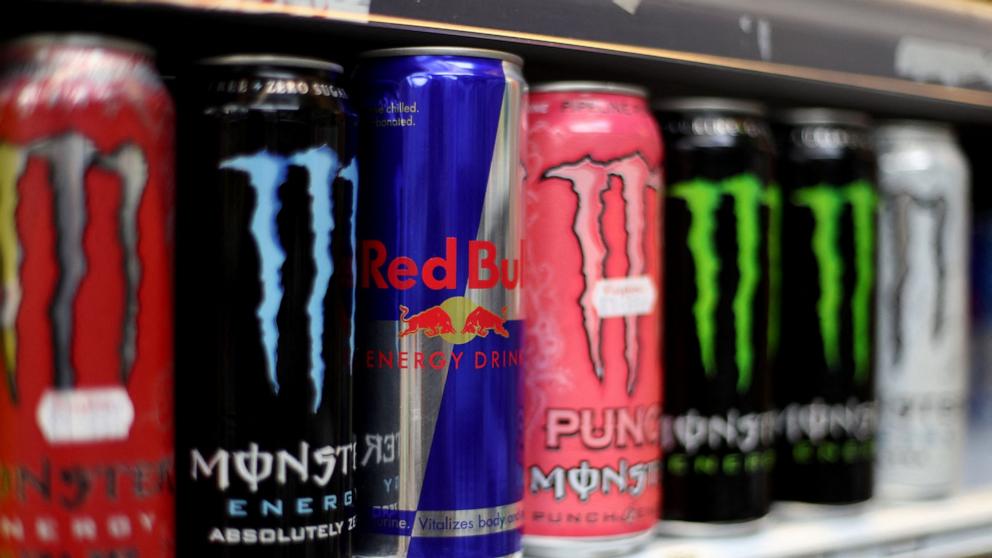 PHOTO: Energy drinks are pictured on a shelf, Aug. 30, 2018, in London. 