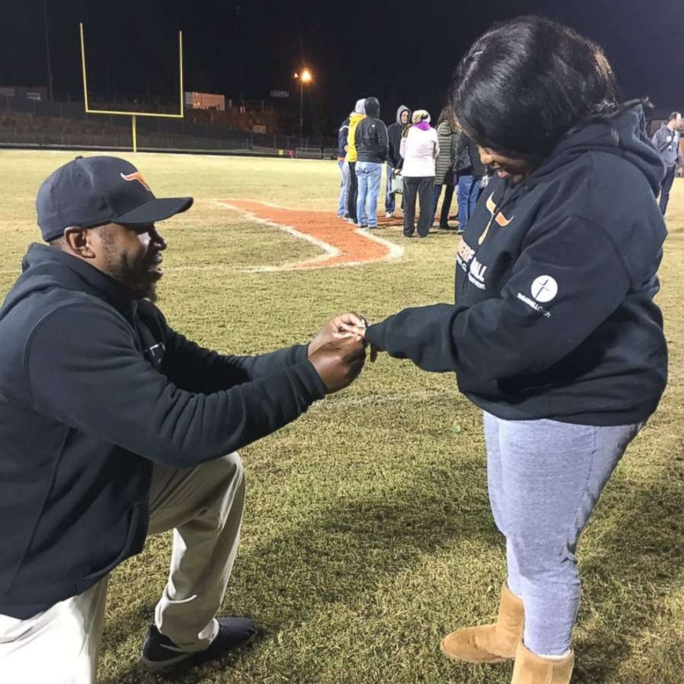 VIDEO: High school football coach pulls off sweet proposal with the help of his players