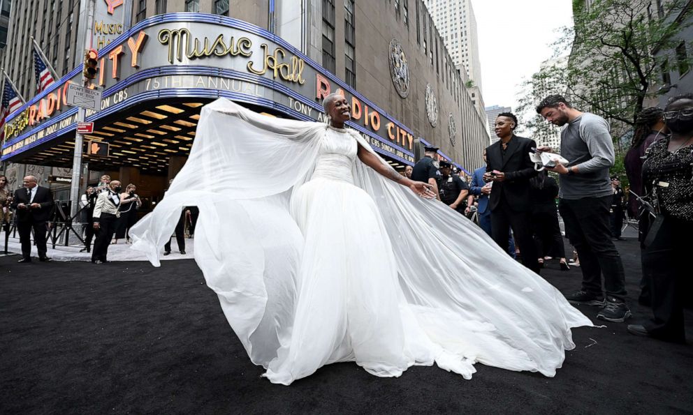 PHOTO: Cynthia Erivo arrives for the 75th Annual Tony Awards at Radio City Music Hall, June 12, 2022, in New York City.