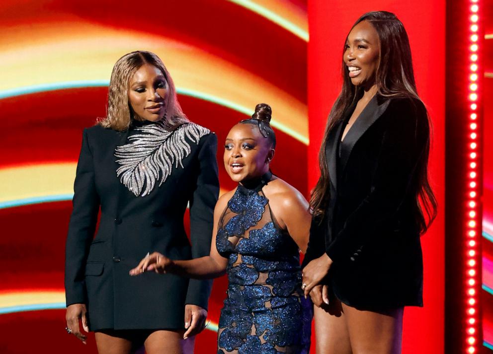 PHOTO: Serena Williams, Quinta Brunson and Venus Williams speak onstage during the 2024 ESPY Awards at Dolby Theatre on July 11, 2024 in Hollywood, Calif.