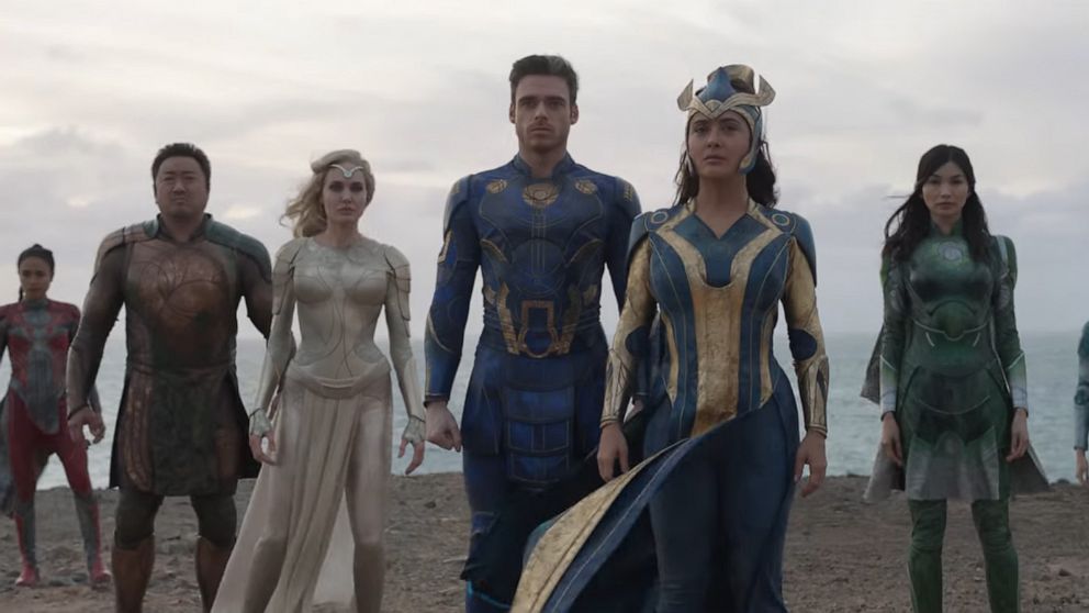 PHOTO: The stars of Marvel Studios' 2021 film, "Eternals," appear in the final trailer, released on Aug. 19, 2021.