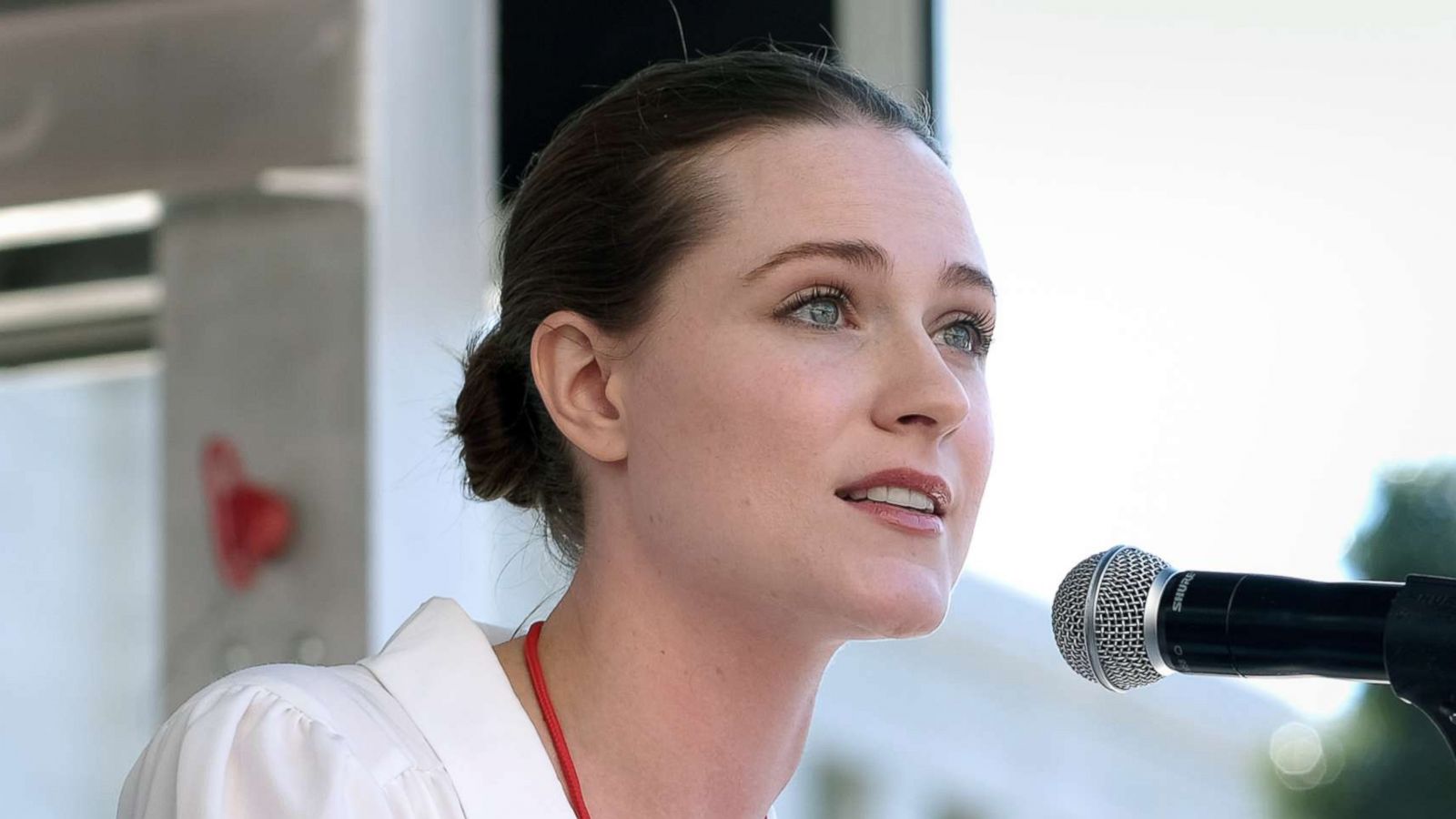 PHOTO: Actress Evan Rachel Wood speaks at the Women's March California 2019 on Jan. 19, 2019 in Los Angeles.