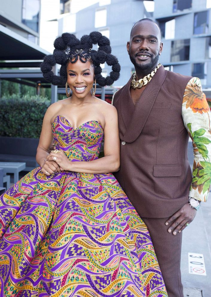 PHOTO: Brandee Evans and Nicco Annan pose for a photo ahead of the 52nd NAACP Image Awards on March 27, 2021, in Los Angeles.