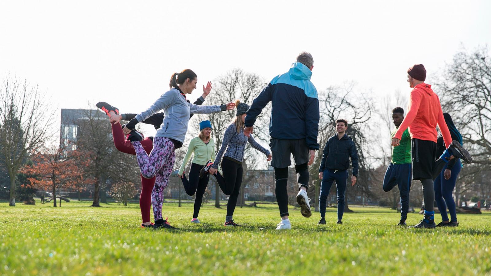 PHOTO: A group of people exercising in this stock image.