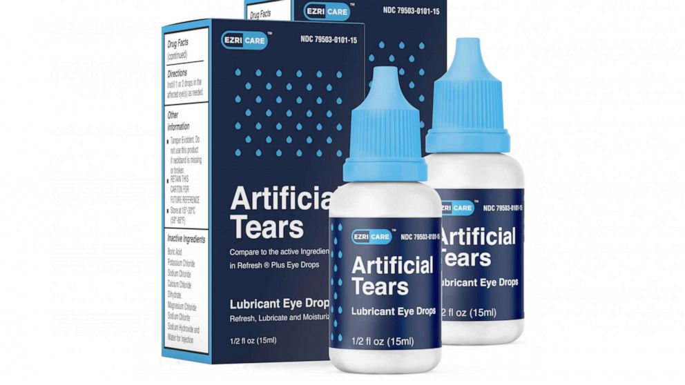 Two types of artificial tears eye drops were voluntarily recalled after 55 reports of eye infections, vision loss and even a bloodstream infection that led to one death, according to officials. 