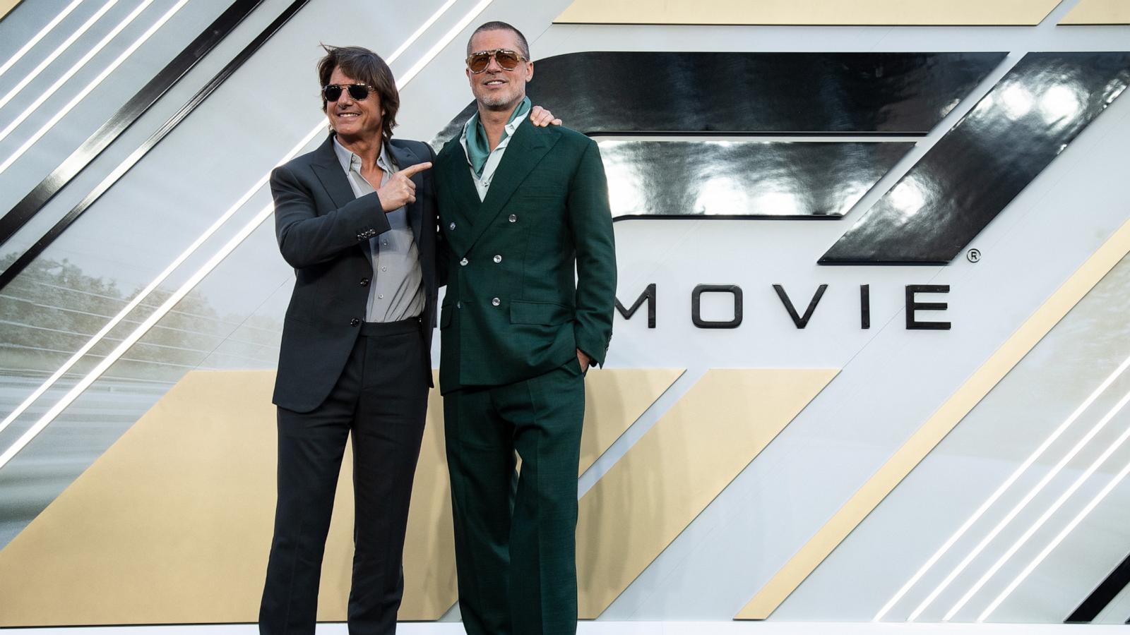 PHOTO: Tom Cruise and Brad Pitt attend the European Premiere of "F1: The Movie" at Cineworld, Leicester Square, June 23, 2025 in London.