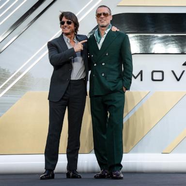 PHOTO: Tom Cruise and Brad Pitt attend the European Premiere of "F1: The Movie" at Cineworld, Leicester Square, June 23, 2025 in London.