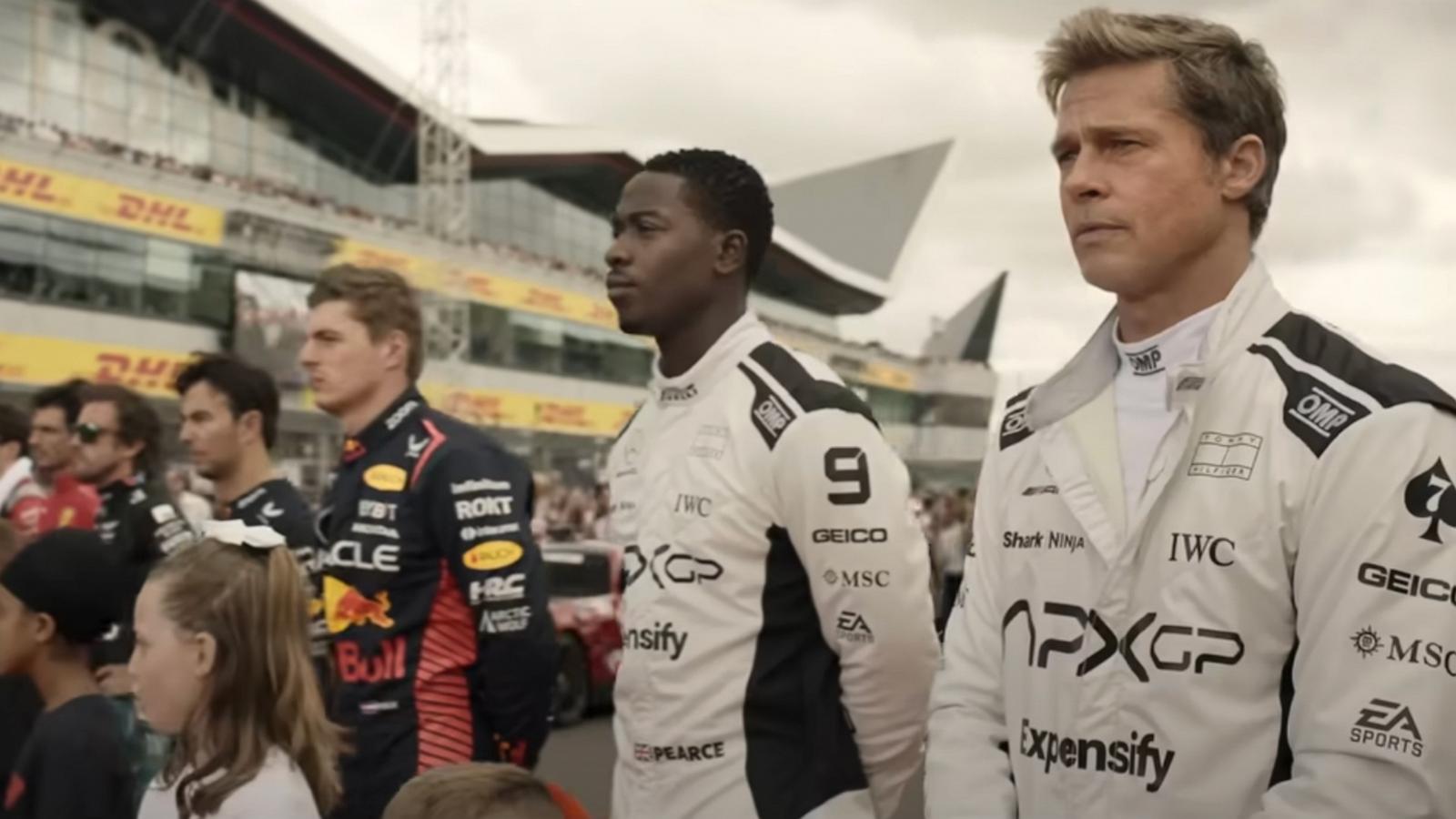 F1 The Movie racing scene with Brad Pitt and Damson Idris