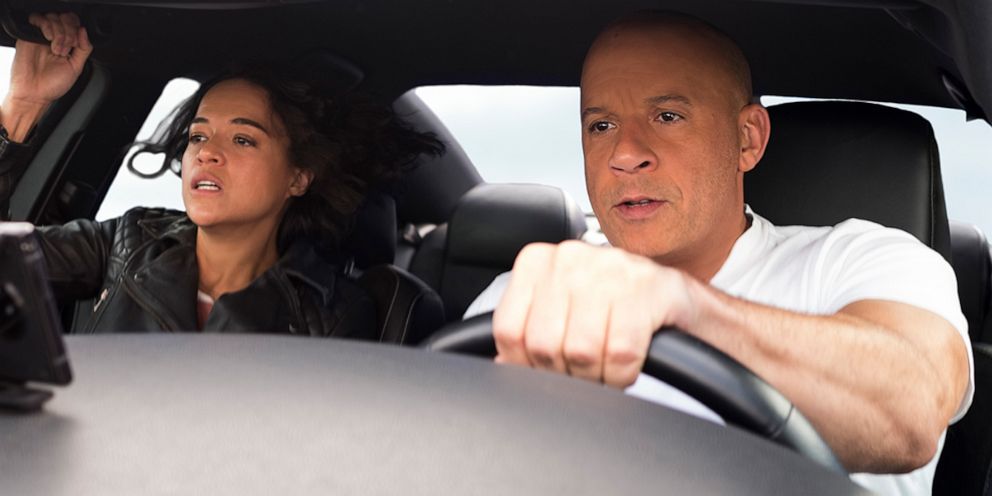 PHOTO: Michelle Rodriguez and Vin Diesel in "F9," 2021.