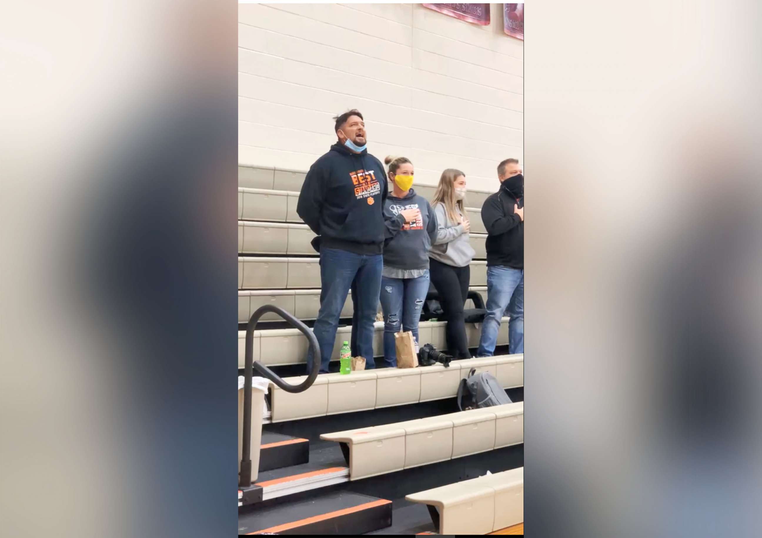PHOTO: Trent Brown sang the national anthem in an impromptu performance at his son's high school basketball game in Waverly, Ohio.