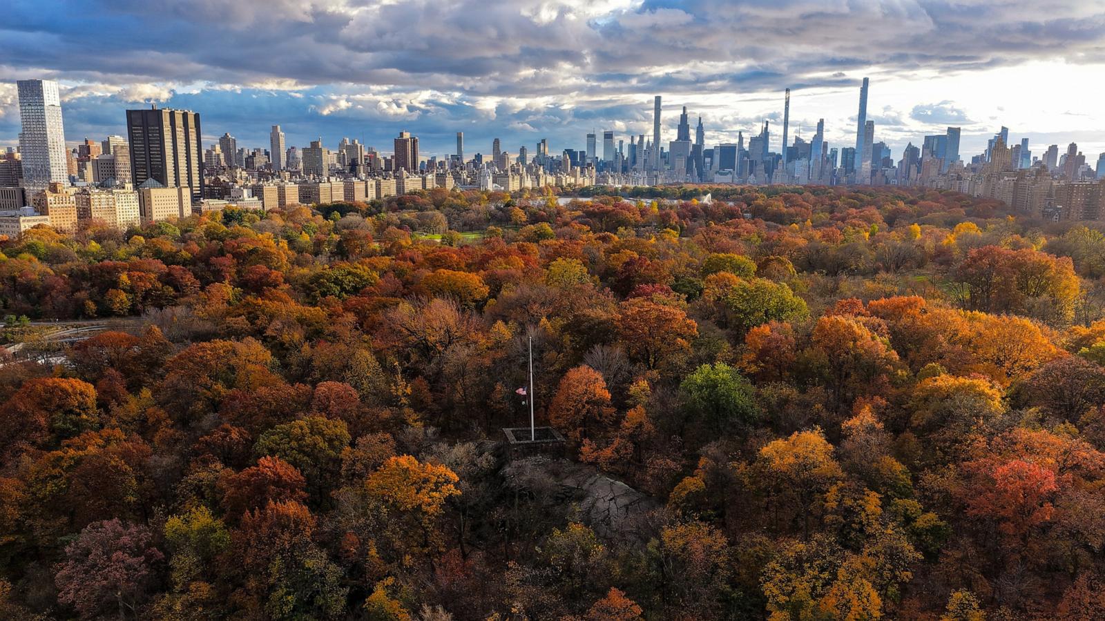 PHOTO: Fall foliage in full color is seen in New York City's Central Park during sunset.